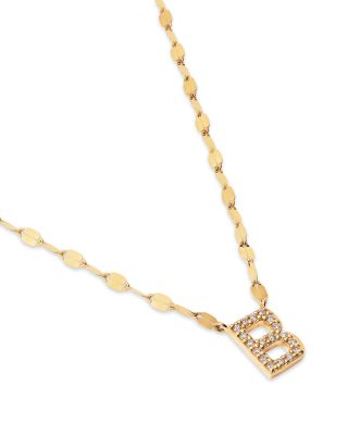 14K Yellow Gold Diamond Initial B Pendant Necklace, 18" 