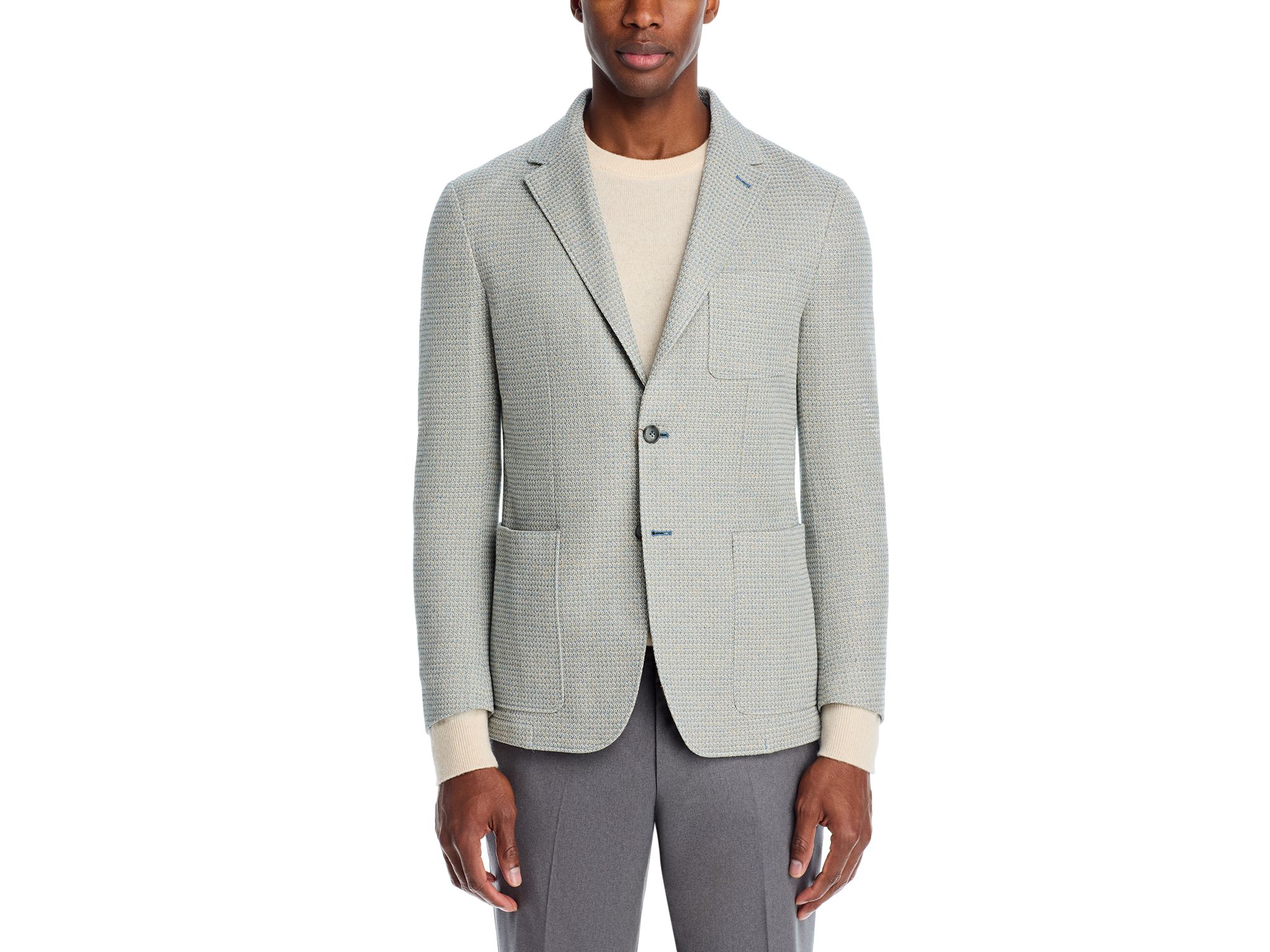 Linen & Cotton Textured Jersey Unstructured Sport Coat — Image 9