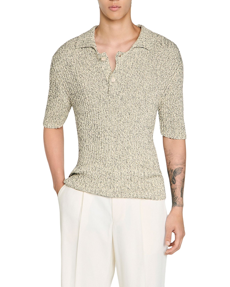 Sandro Raffaele Marl Cotton Knit Polo Shirt