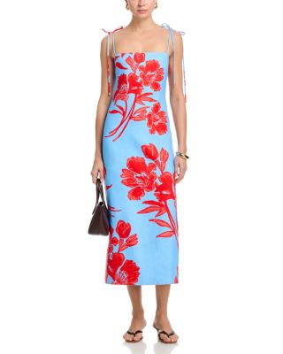 Chelsea Linen Tie Shoulder Midi Dress