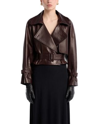 Hatti Crocodile Embossed Leather Jacket