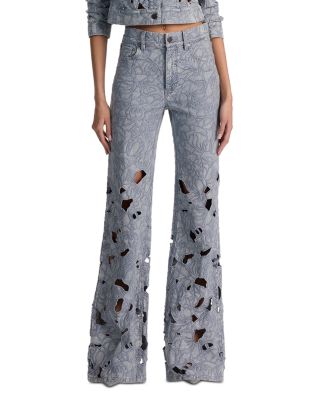 Chic High Rise Embroidered Eyelet Jeans in Rockstblue