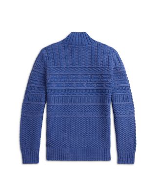Boys' Textured Cotton Full Zip Sweater - Big Kid
