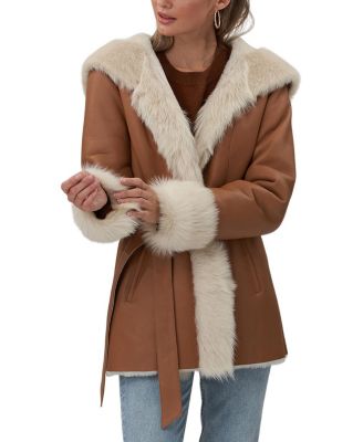  Hooded Shearling Lamb Jacket
