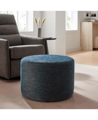  Callum Large 23" Round Woven Heathered Fabric Upholstered Ottoman