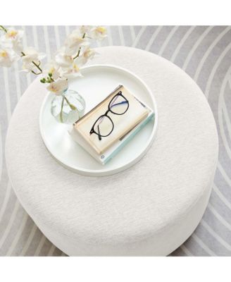  Callum Large 23" Round Woven Heathered Fabric Upholstered Ottoman