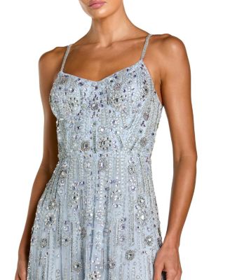  Beaded Mesh Sweetheart Neck A Line Gown