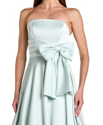  Strapless Satin Ballgown with Bow Detail