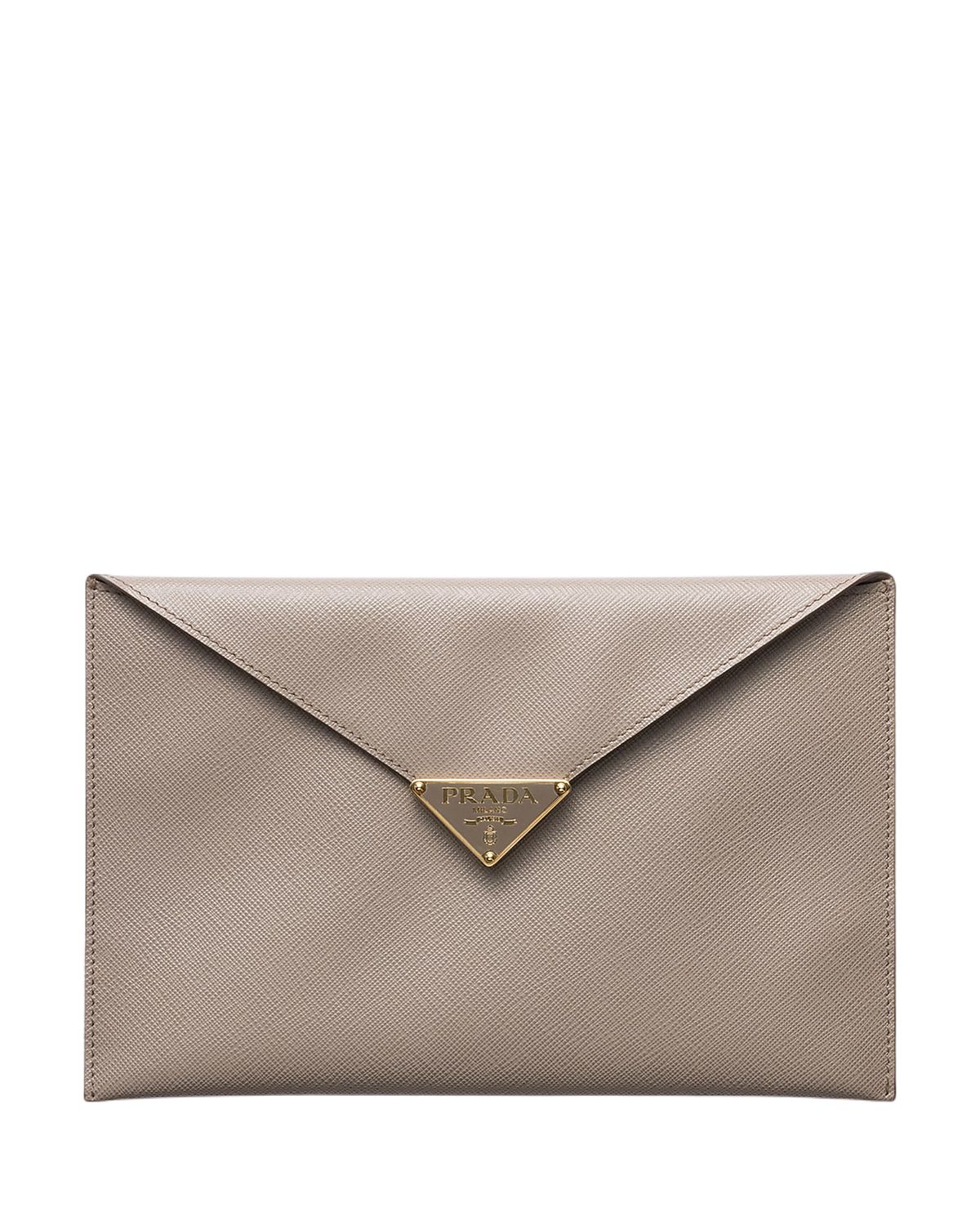 Prada Saffiano Leather Envelope Clutch