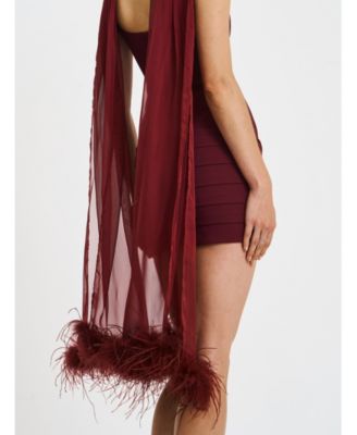  Tori  Pleated Mini Dress with Chiffon Scarf