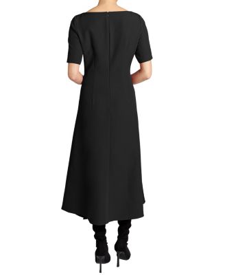 Inez Short Sleeve Midi A Line Dress in Soft Stretch Crepe