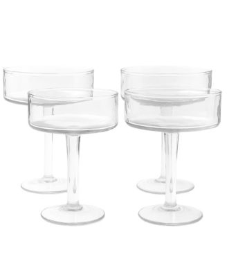 Handblown Hammered Coupe Cocktail Glasses, Set of 4