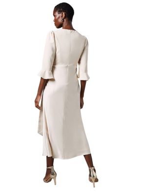 Ruffle Sleeve Satin Wrap Dress