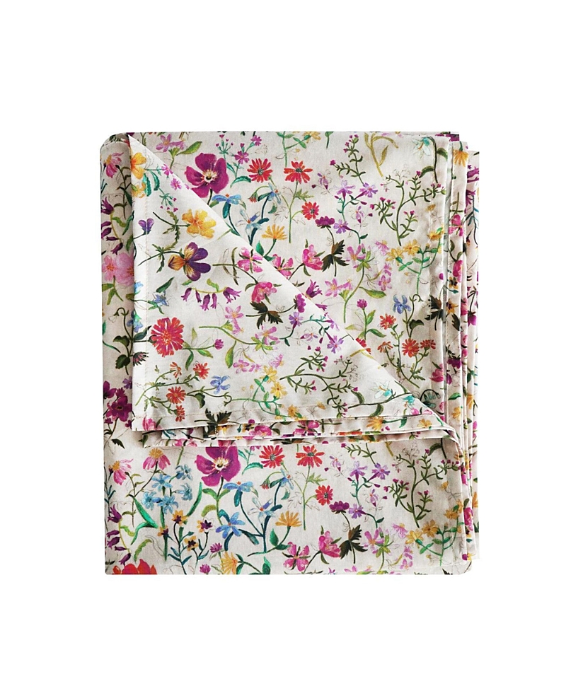 Coco & Wolf Liberty Fabric Linen Garden Print Flat Top Sheet, Twin