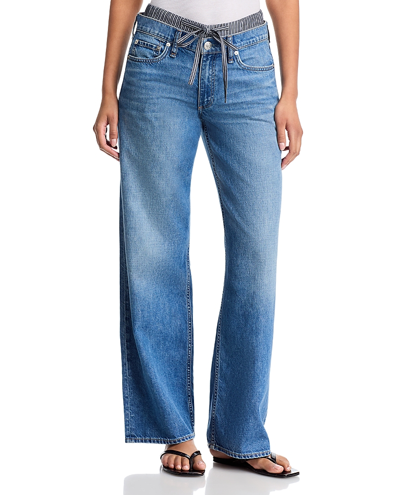 rag & bone Saige Boxer Low Rise Straight Jeans in Miler Stripe