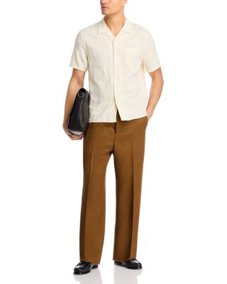 Embroidered Floral Short Sleeve Cabana Shirt