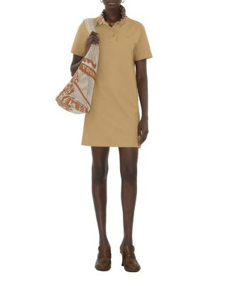 Check Collar Cotton Polo Shirt Dress