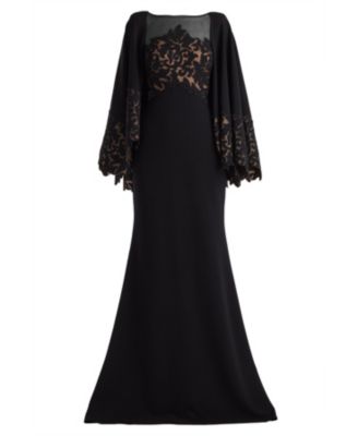  Delgado Laser-Cut Capelet Gown