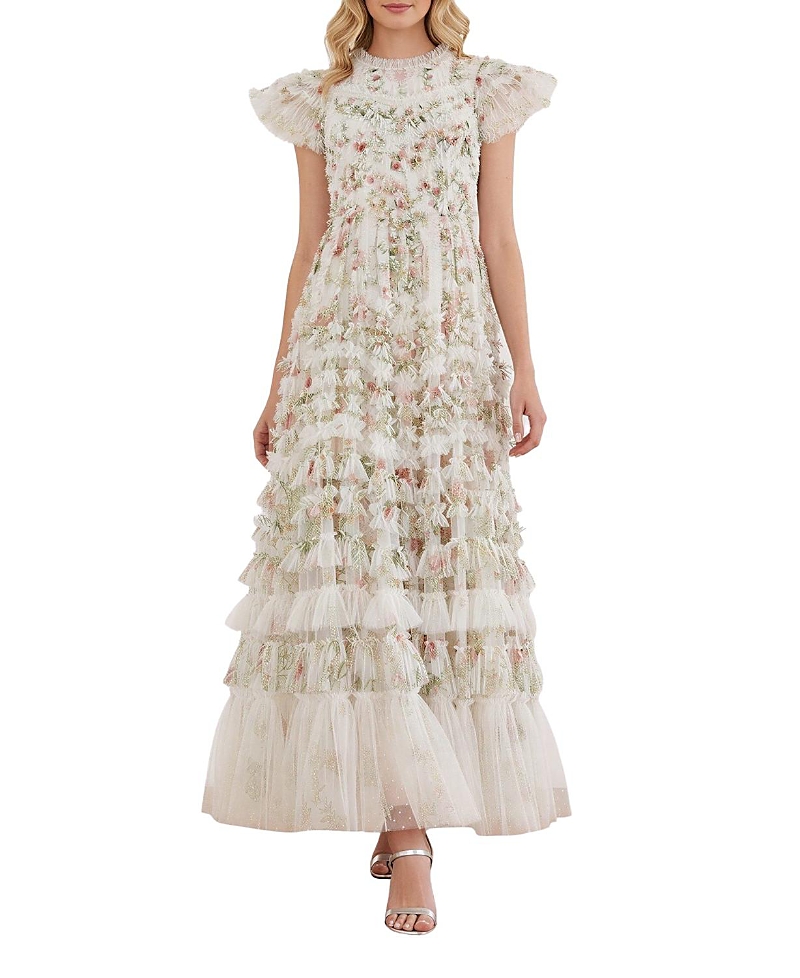 Needle & Thread Colette'S La Vie En Rose Round Neck Gown