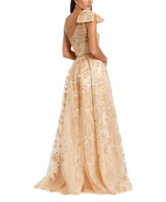  Embellished Bow One Shoulder A Line Gown