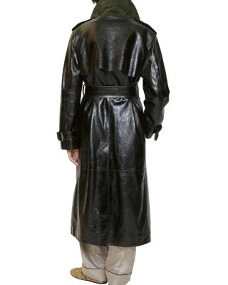 Long Embossed Leather Trench Coat