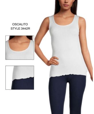 Ribbed Wool & Silk Scoop Neck Tank Top