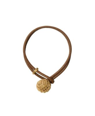  Leather Check Granulation Bracelet