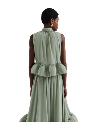 Lune Halterneck Frilled Hem Blouse Top