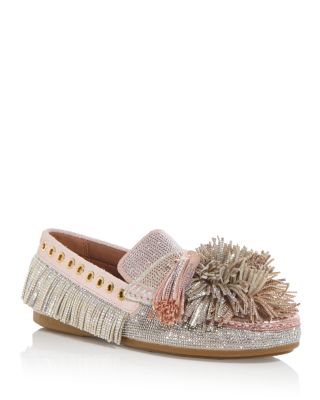 Women's Pom Pom Embellished Moccasin Loafers