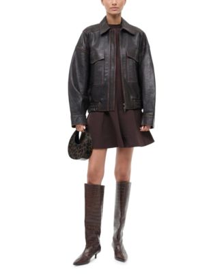 Good Night Moon Leopard Print Calf Hair Shoulder Bag