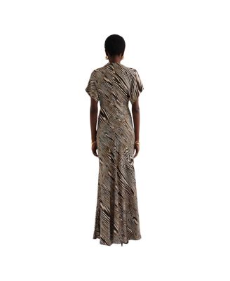 Alivia Short Sleeve Satin Maxi Dress