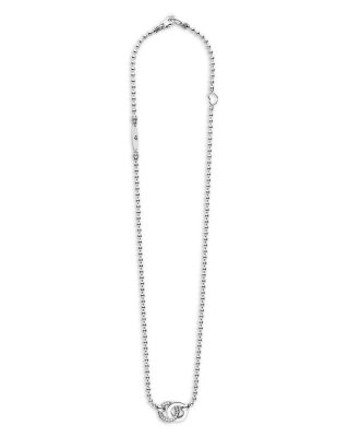 Sterling Silver Signature Caviar Diamond Interlocking Pendant Necklace, 18"