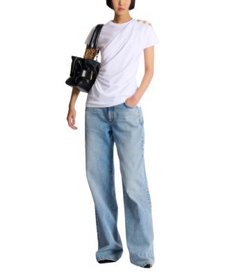  Draped T-Shirt with Buttons