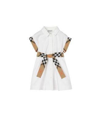 Girls' Check Trim Cotton Shirt Dress - Baby, Little Kid