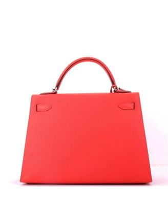 Kelly 32 Handbag Red Epsom with Palladium Hardware