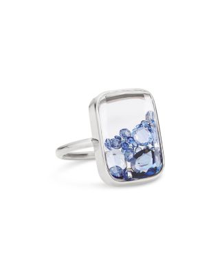 18K White Gold Blue Sapphire Ten Fourteen Ring
