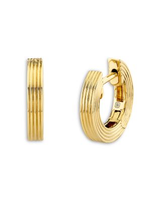 14K Yellow Gold Fluted Small Hoop Earrings