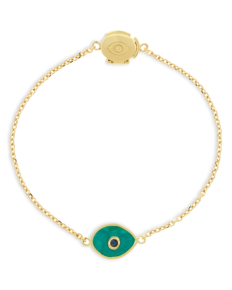 Luis Morais Men's 14K Yellow Gold Deeper Journey Turquoise & Blue Sapphire Eye Bracelet