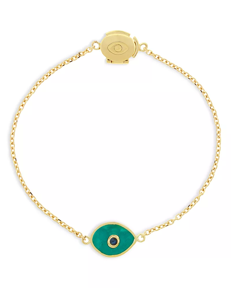 Luis Morais Men's 14K Yellow Gold Deeper Journey Turquoise & Blue Sapphire Eye Bracelet