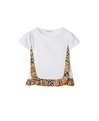 Girls' Check Ruffle Stretch Cotton T-Shirt - Little Kid, Big Kid