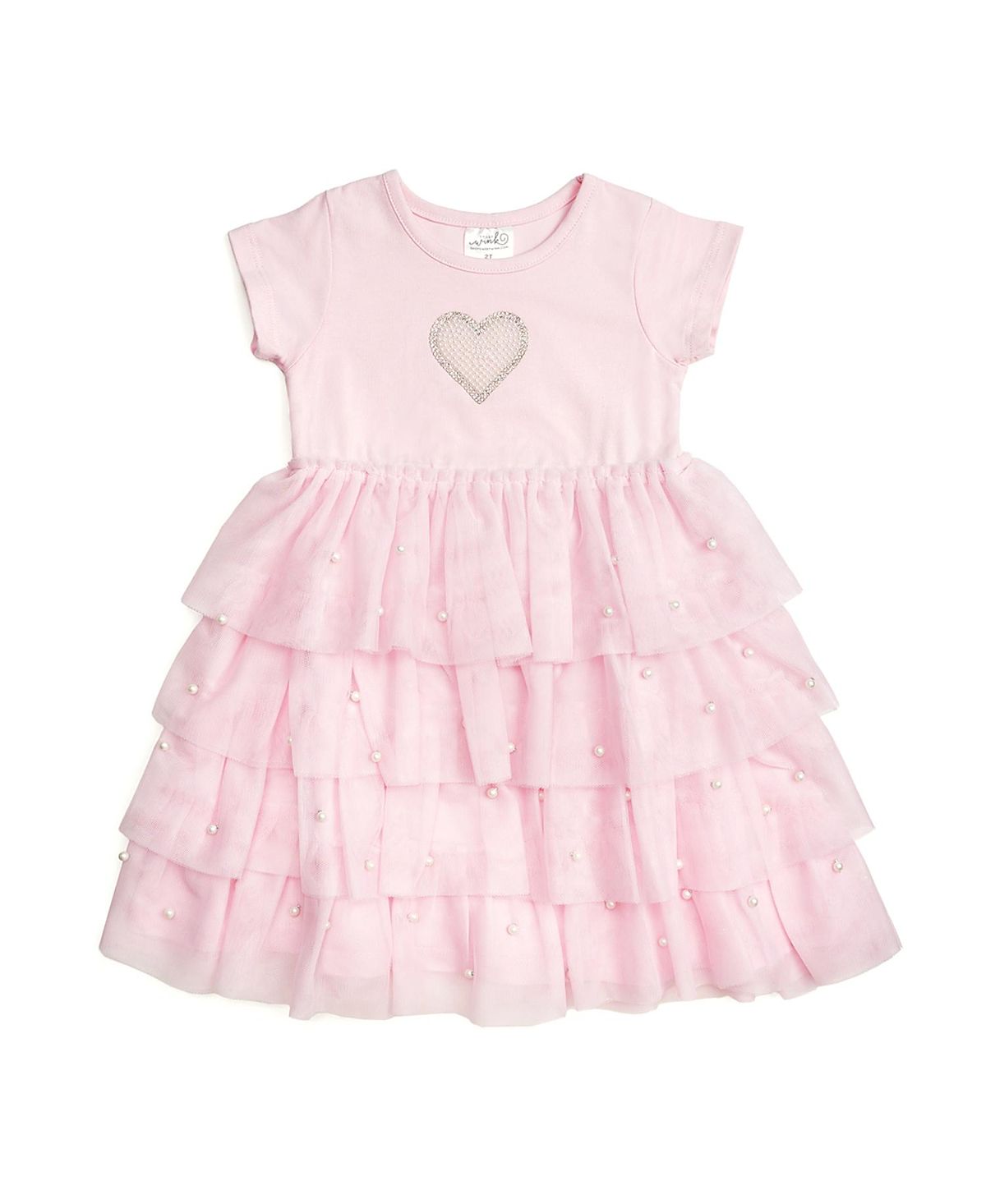 Sweet Wink Girls' Pearl Heart Tiered Short Sleeve Tutu Dress - Baby, Little Kid, Big Kid