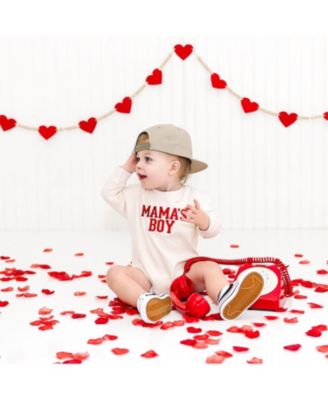 Boys' Mama's Boy Varsity Patch Valentine's Day Long Sleeve Romper - Baby
