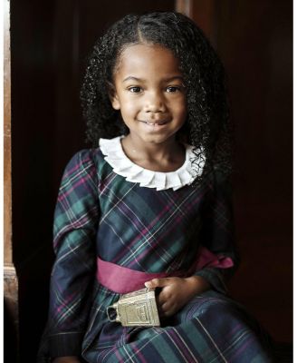 Girls' Organic Pleated Collar Dress with Sash - Baby, Little Kid, Big Kid