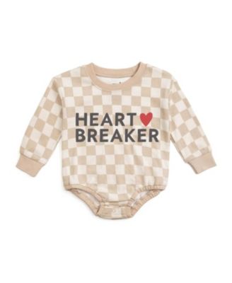 Boys' Heartbreaker Checkered Valentine's Day Long Sleeve Romper - Baby