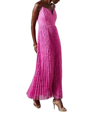 Lace Pleated Maxi Dress