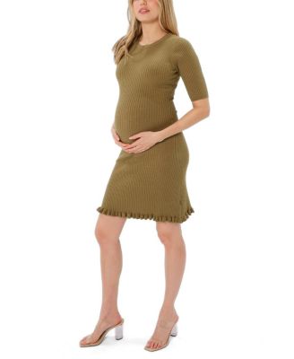 Women's Cotton Knit Knee Length Maternity Sweater Dress