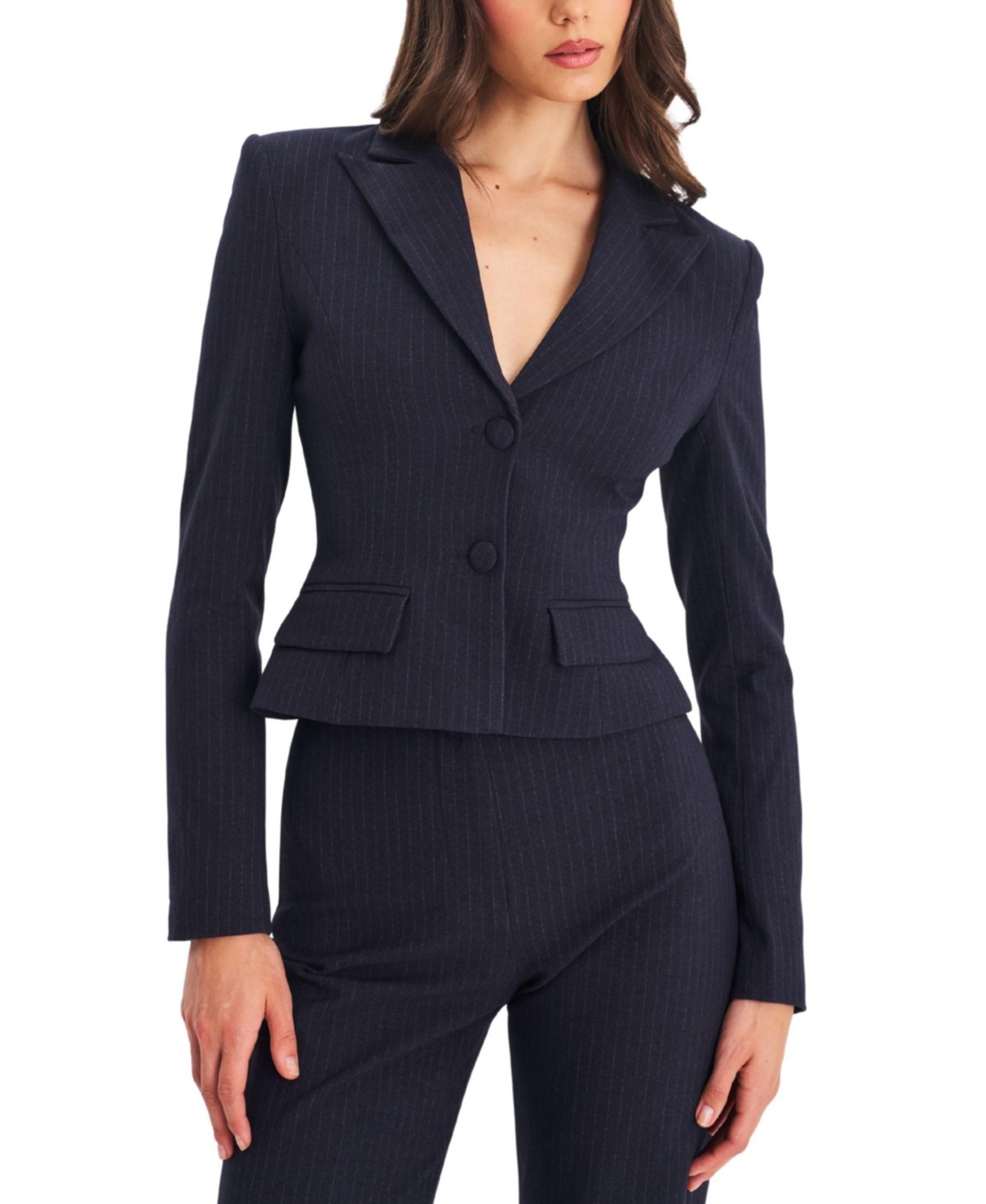 Quinne Striped Single-Breasted Peplum Blazer