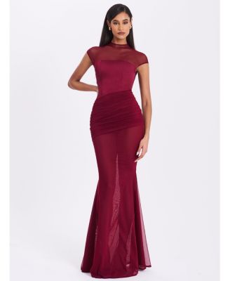  Fabienne Mesh Cap Sleeve Mermaid Gown