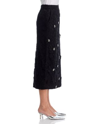 Embellished Lace Pencil Skirt