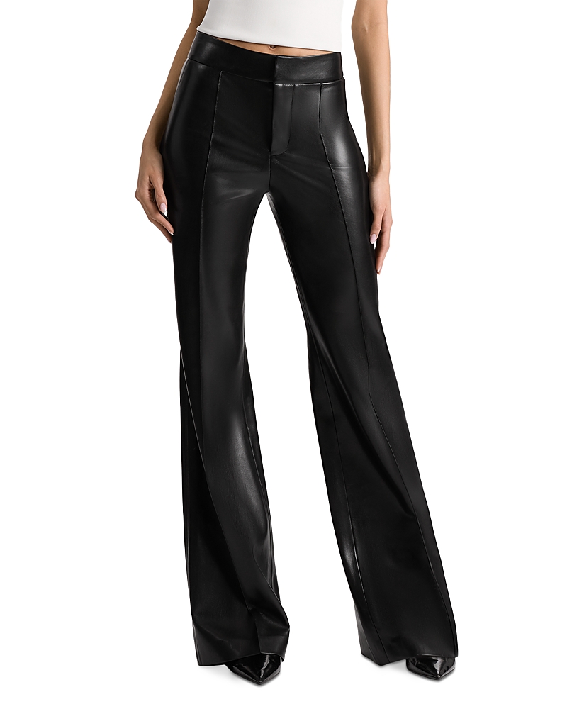 Alice and Olivia Dylan High Waist Wide Leg Pants in Black Faux Leather